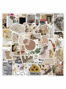 50 cái/gói Hoài niệm Retro Vỡ Nhật ký Hình dán Đối với Trang trí Điện thoại , Ván trượt , Tủ lạnh , Không thấm nước - Nhiều màu - Xem 2