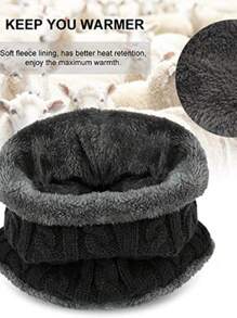 1 Piece Unisex Black Beanie Hat And Scarf Set, Warm Knitted Hat With Ear Cover For Outdoor Riding, Foldable, Stylish And Elastic, Best Gift For Daily Wear And Holidays - Multicolor - View 6