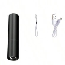 1 Pieza Mini Linterna Recargable Usb De Aleación De Aluminio Con Chip Led Ultra Brillante, Linterna Zoomable Y De Largo Alcance Conveniente - Negro - Ver 1