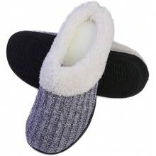 Pupeez Womens House Slippers Knit Fleece Lined Cozy Clog House Shoes - Grijs - Bekijken 2