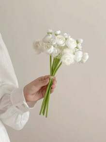 1Set/6Pcs  Peony Simulation Flower Decoration Loula Fake Flower Living Room Table Decoration - White - View 2