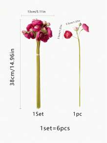 1Set/6Pcs  Peony Simulation Flower Decoration Loula Fake Flower Living Room Table Decoration - White - View 3