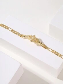 1pc Fashionable And Simple Glowing Copper Virgin Mary Bracelet, Gift For Couples, Friends, Besties, Suitable For Daily Wear, Festivals And Praying - Yellow Gold - View 1