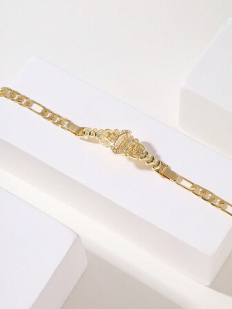 1pc Fashionable And Simple Glowing Copper Virgin Mary Bracelet, Gift For Couples, Friends, Besties, Suitable For Daily Wear, Festivals And Praying