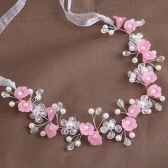 Acessórios de cabelo de coroa de flores brancas, faixa de cabeça de princesa para meninas, arco de cabelo da moda coreana para apresentação de dança