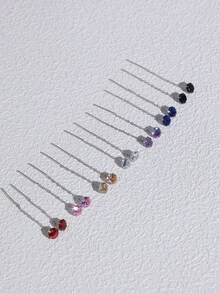 1 đôi Bảng Anh Bạc 925 Không gây dị ứng Tai Đồ trang sức Lung linh Trang trí Thiết kế dây xích Dangle Hoa tai Đơn giản Lấp lánh Phong cách Hợp thời Nữ Qủa tặng - bông tai thả khối zirconia - Xem 4