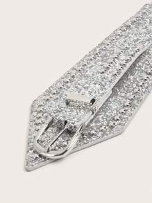 1 pièce Ceinture élastique large à paillettes de haute qualité pour femmes, parfaite pour diverses robes et manteaux pour les sorties, les fêtes, l'été, l'école, l'automne, Halloween - Argent - Voir 4