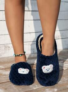 Dép đi trong nhà cho nữ Dép giữ nhiệt, Mùa thu/đông, Đi êm trên sàn gỗ, Dành cho phụ nữ sau sinh/mang thai, Cỡ lớn cho nam - Màu xanh hải quân - Xem 1