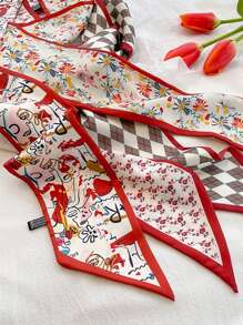 4pcs/Set Ladies' French-Style Red Floral Print Scarf Headband For Casual, Elegant, Date, Daily Wear And Gift Decoration Boho Hair Band Turban Headband Sweatband, Hairband Fall Winter Hair Accessories For Women Bows For Vacation Outfits Woman Women Bandanas Soft Headwrap - Multicolor - View 7