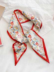 4pcs/Set Ladies' French-Style Red Floral Print Scarf Headband For Casual, Elegant, Date, Daily Wear And Gift Decoration Boho Hair Band Turban Headband Sweatband, Hairband Fall Winter Hair Accessories For Women Bows For Vacation Outfits Woman Women Bandanas Soft Headwrap - Multicolor - View 3