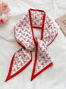 4pcs/Set Ladies' French-Style Red Floral Print Scarf Headband For Casual, Elegant, Date, Daily Wear And Gift Decoration Boho Hair Band Turban Headband Sweatband, Hairband Fall Winter Hair Accessories For Women Bows For Vacation Outfits Woman Women Bandanas Soft Headwrap - Multicolor - View 4