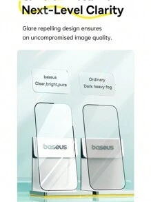 Baseus 1 件 0.3 毫米水晶高清/防偷窥钢化玻璃适用于 iPhone 15 14 13 12 Pro Max 屏幕保护膜带防尘清洁套装生日、家人、朋友礼物手机屏幕保护膜、手机配件 - 超清 - 查看 9