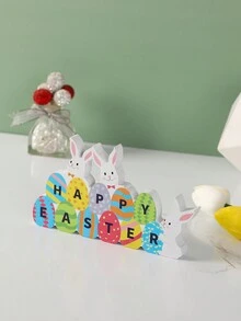 1入木製創意復活節彩蛋兔形桌面裝飾品 - 彩色 - 查看 2