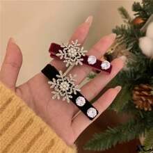 1 件裝雪花形狀髮夾,秋冬甜美髮飾,適合瀏海和側夾拍照道具 - 大號雪花1pc - 查看 6