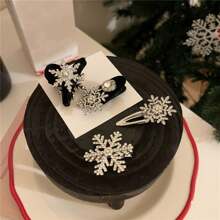 1 件裝雪花形狀髮夾,秋冬甜美髮飾,適合瀏海和側夾拍照道具 - 大號雪花1pc - 查看 9