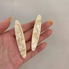 2个复古醋酸发夹，适合女性和女孩，复古时尚边缘夹侧夹鳄鱼夹头饰波西米亚风爪夹发夹发卡，学习用品，发饰 - 彩色 - 查看 11