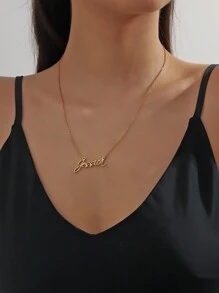 1件女士個性化項鏈女士定制名字項鏈吊墜首飾禮物 - 金黃色 - 查看 3
