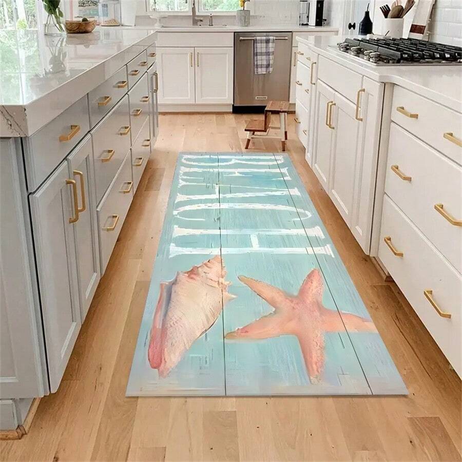1 件廚房墊防滑走廊陽台地毯吸水浴室墊洗衣房地墊入口門墊家用地毯 - 海星海螺 - 查看 1