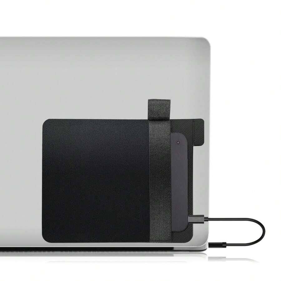 Pocket Pouch For Laptop With Reusable Adhesive, Portable External SSD SanDisk, Samsung T7, Crucial X8, Apple Magic Mouse, Ledger Nano, USB Cable - Black - View 1