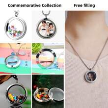 1pc 18k Titanium Steel Locket Necklace With Glass For Holding Photos, Hair Keepsake Memorial Pendant - Star - View 4