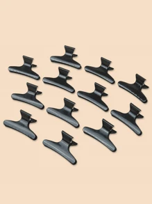 5/12 件女士黑色塑料时尚蝴蝶夹烫发挑染发夹 - 黑色时尚配饰女士休闲发夹爪夹发夹发夹发夹接发夹，学校用品，学院秋冬发饰女士度假装扮女士