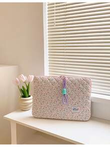 單一簡約花卉防震筆電包，適用於11吋、13.3吋和15.6吋筆記型電腦