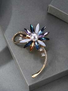 1枚優雅、華麗且時尚的鑽石花胸針,適合女性在節日、生日、約會、舞會、婚禮、派對、度假、商務、通勤和日常場合佩戴 - 彩色 - 查看 1