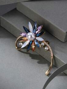 1枚優雅、華麗且時尚的鑽石花胸針,適合女性在節日、生日、約會、舞會、婚禮、派對、度假、商務、通勤和日常場合佩戴 - 彩色 - 查看 3