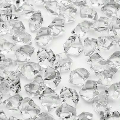 Fake Ice Cubes, 100 Pcs Acrylic Vase Fillers For Centerpieces, 11 * 14 Mm Crushed Diamond Ice Crystal Clear Plastic Rocks Fake Diamonds Clear Acrylic Gems For Decor Photography Prop Clear Fake Crushed Ice Rocks Acrylic Gems