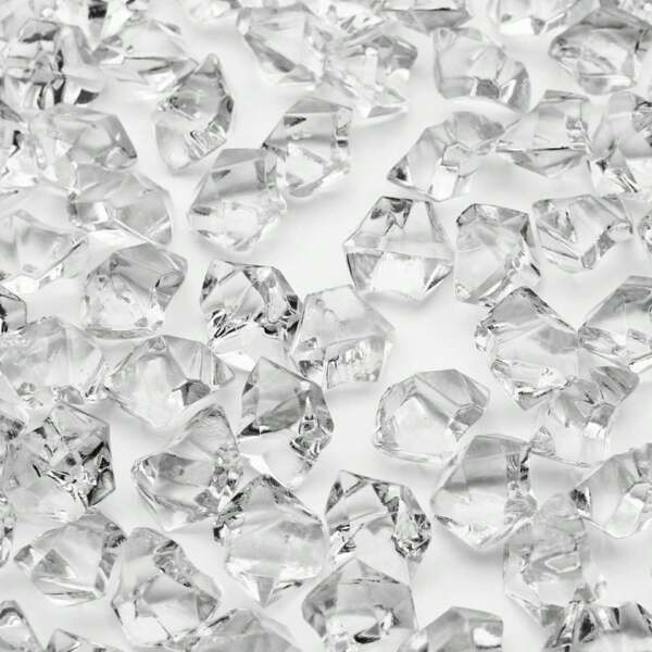 Fake Ice Cubes, 100 Pcs Acrylic Vase Fillers For Centerpieces, 11 * 14 Mm Crushed Diamond Ice Crystal Clear Plastic Rocks Fake Diamonds Clear Acrylic Gems For Decor Photography Prop Clear Fake Crushed Ice Rocks Acrylic Gems