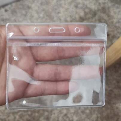 5 件/10 件/15 件软 PVC 塑料横向卡夹，透明防水，带挂绳，适用于身份证、学生徽章