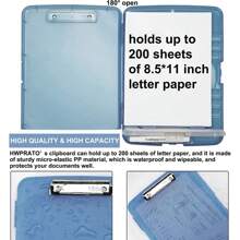 Caja de documentos impermeable A4 tablero de escritura con ranura de pluma caja de almacenamiento de papel multifuncional tablero de escritura de plástico clip de material de aprendizaje artefacto de almacenamiento - Rosa Roja - Ver 8