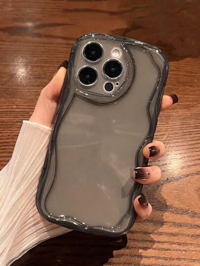 Apple 1pc Transparent Black Phone Case Compatible With Iphone 11/12/13/14/15 Promax Waterproof Shockproof Anti-Fall Scratch Resistant