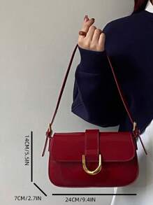 Burgundy Vintage Red Vixen Leather Square Handbag, Versatile Shoulder/Underarm Bag With Horseshoe Clasp, Detachable Dual Straps, Suitable For Girls, Ladies, Students, Career Starters, Office Workers, Commuting, School Outfits - Burgundy Red, Fashionable Burgundy Bag, Retro Inspired Bag For Women