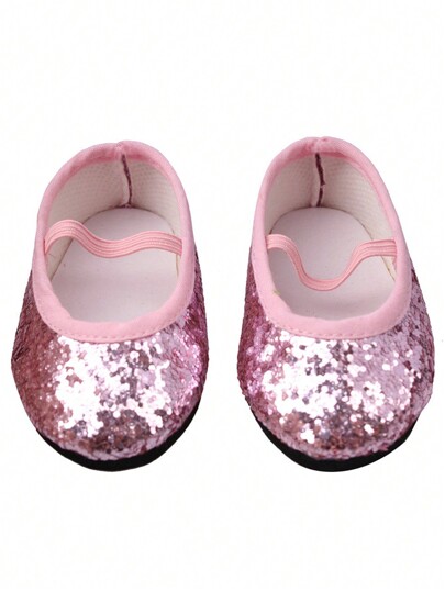 1 Pair 18-Inch Doll Shoes,Elastic Glitter Princess Doll Dancing Shoes Gift For Little Girls' Birthday,Suitable For 18-Inch Girl Dolls And Other Doll Accessories,Dall Shoes,Mini Doll Shoes,Doll Boots,Doll Shoes For Kids,Reborn Baby Doll Shoes,Kids Doll Accessories