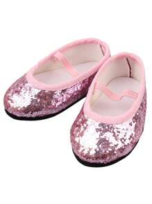 1 par de zapatos de 18 pulgadas para muñecas, zapatos de baile princesa con purpurina elásticos como regalo para el cumpleaños de niñas pequeñas, adecuados para muñecas de 18 pulgadas y otros accesorios de muñecas, zapatos de muñeca, mini zapatos de muñeca, botas de muñeca, zapatos de muñeca para niños, zapatos de muñeca bebé reborn, accesorios de muñeca para niños