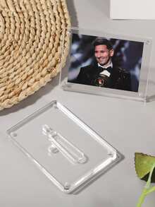 1pc 6-Inch Acrylic Photo Album Display Stand For Memorial Storage, Transparent Frame Storage Rack, Simple Desktop Ornament, Postcard/Card Display Stand And Photo Frame - Transparent - View 4