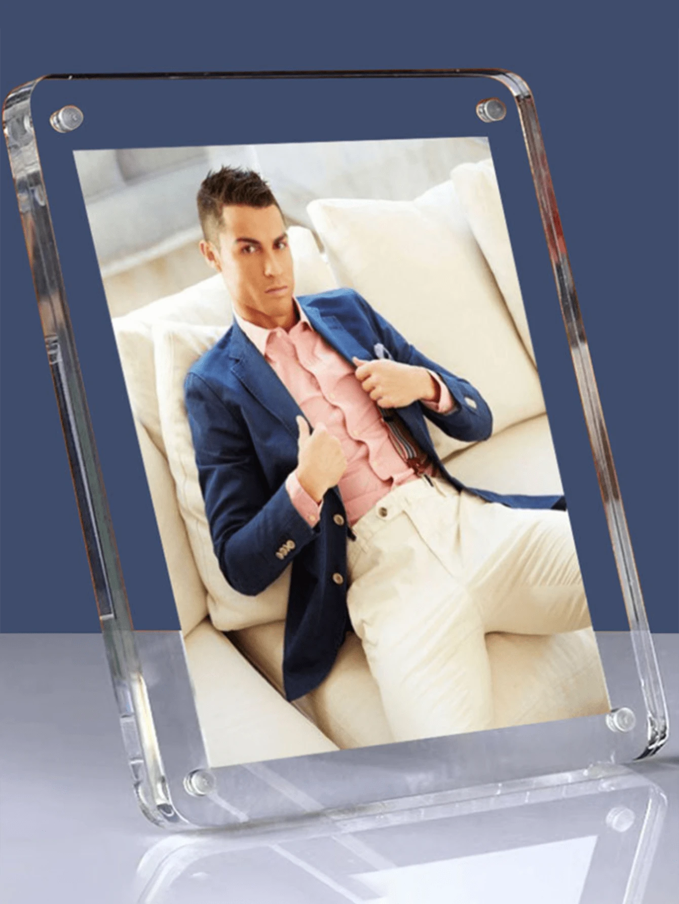 1pc 6-Inch Acrylic Photo Album Display Stand For Memorial Storage, Transparent Frame Storage Rack, Simple Desktop Ornament, Postcard/Card Display Stand And Photo Frame - Transparent - View 1