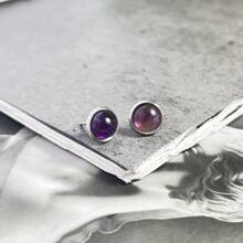 1 Paar Damen-ohrstecker Aus 8 Mm Naturstein, Modisch Und Schlicht, Mehrfarbig, Edelstahl-ohrstecker, Vielseitige Ohrringe, Geeignet Für Festivals, Hochzeiten, Partys Und Den Täglichen Gebrauch - Silber - Übersicht 24