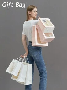 3Pcs Clear Gift Bag With Window,Transparent Bouquet Gift Bags,Gift Bags For Girlfriend Mom,Gift Bags With Handles Suitable For Valentine's Day And Mother's Day, Small Transparent Gift Wrap Bags, Clear Tote Bag, Reusable Shopping Bags With Handle For Merchandise, Retail, Small Business,