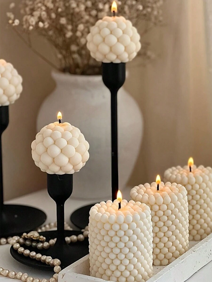 1 件 3D 圆柱蜡烛模具 DIY 硅胶蜡烛模具树脂模具 3D 艺术蜡香味蜡烛制作模具硅胶手工皂模具 - 彩色 - 查看 1