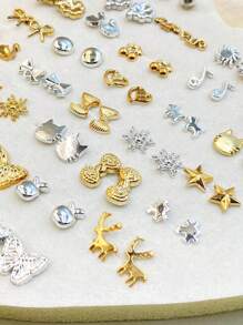 36pairs/Set Assorted Heart, Pentagram, Butterfly, Crown & Music Note Design Hypoallergenic Stud Earrings For Women Valentines,Mom,Mother,Mother's Day,Gift