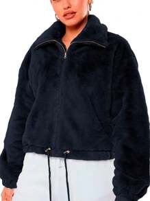 Shendy Vendy Women's Jacket Soft Plush Jacket Thermal Lining - Navy Blue - View 3