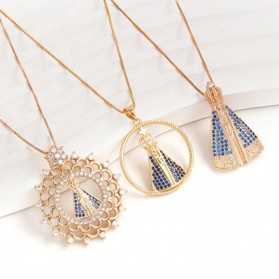 1條閃亮的銅質寶石處女座項鍊,女性項圈首飾 - C款 - 查看 1