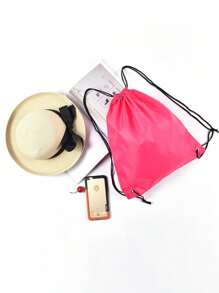 Waterproof Gym Bag With Drawstring Closure And Shoe Compartment - Perfect For Workouts And Travel Travel Bag - Hot Pink - View 3