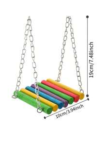 Brinquedos Para Papagaios E Periquitos-de-rabo-longo, Brinquedos Coloridos De Balanço Para Gaiolas De Pé Ou Suspensas Para Papagaios De Pele De Tigre, Periquitos-de-rabo-longo, Papagaios Conus, Mainás, Lovebirds, Periquitos-australianos, Periquitos E Pontas De Papagaio, Acessórios De Gaiola De Suspensão De Ponte De Madeira Para Pendurar (1peça) - Multicolorido - Visão 2