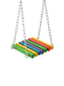 Brinquedos Para Papagaios E Periquitos-de-rabo-longo, Brinquedos Coloridos De Balanço Para Gaiolas De Pé Ou Suspensas Para Papagaios De Pele De Tigre, Periquitos-de-rabo-longo, Papagaios Conus, Mainás, Lovebirds, Periquitos-australianos, Periquitos E Pontas De Papagaio, Acessórios De Gaiola De Suspensão De Ponte De Madeira Para Pendurar (1peça) - Multicolorido - Visão 6