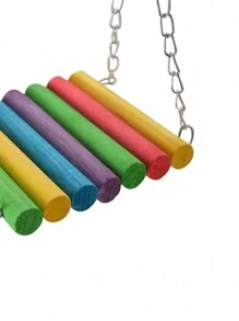Brinquedos Para Papagaios E Periquitos-de-rabo-longo, Brinquedos Coloridos De Balanço Para Gaiolas De Pé Ou Suspensas Para Papagaios De Pele De Tigre, Periquitos-de-rabo-longo, Papagaios Conus, Mainás, Lovebirds, Periquitos-australianos, Periquitos E Pontas De Papagaio, Acessórios De Gaiola De Suspensão De Ponte De Madeira Para Pendurar (1peça) - Multicolorido - Visão 8