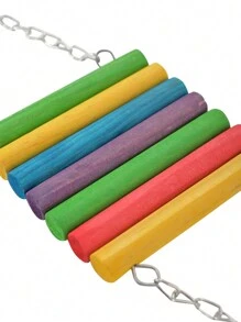 Brinquedos Para Papagaios E Periquitos-de-rabo-longo, Brinquedos Coloridos De Balanço Para Gaiolas De Pé Ou Suspensas Para Papagaios De Pele De Tigre, Periquitos-de-rabo-longo, Papagaios Conus, Mainás, Lovebirds, Periquitos-australianos, Periquitos E Pontas De Papagaio, Acessórios De Gaiola De Suspensão De Ponte De Madeira Para Pendurar (1peça) - Multicolorido - Visão 7