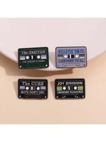 Colorful Retro Radio & Cassette Tape & Geometric Shape Metallic Brooch, Suitable For Backpack, Hat, Clothing Decoration, A Unique Gift - Black - View 9